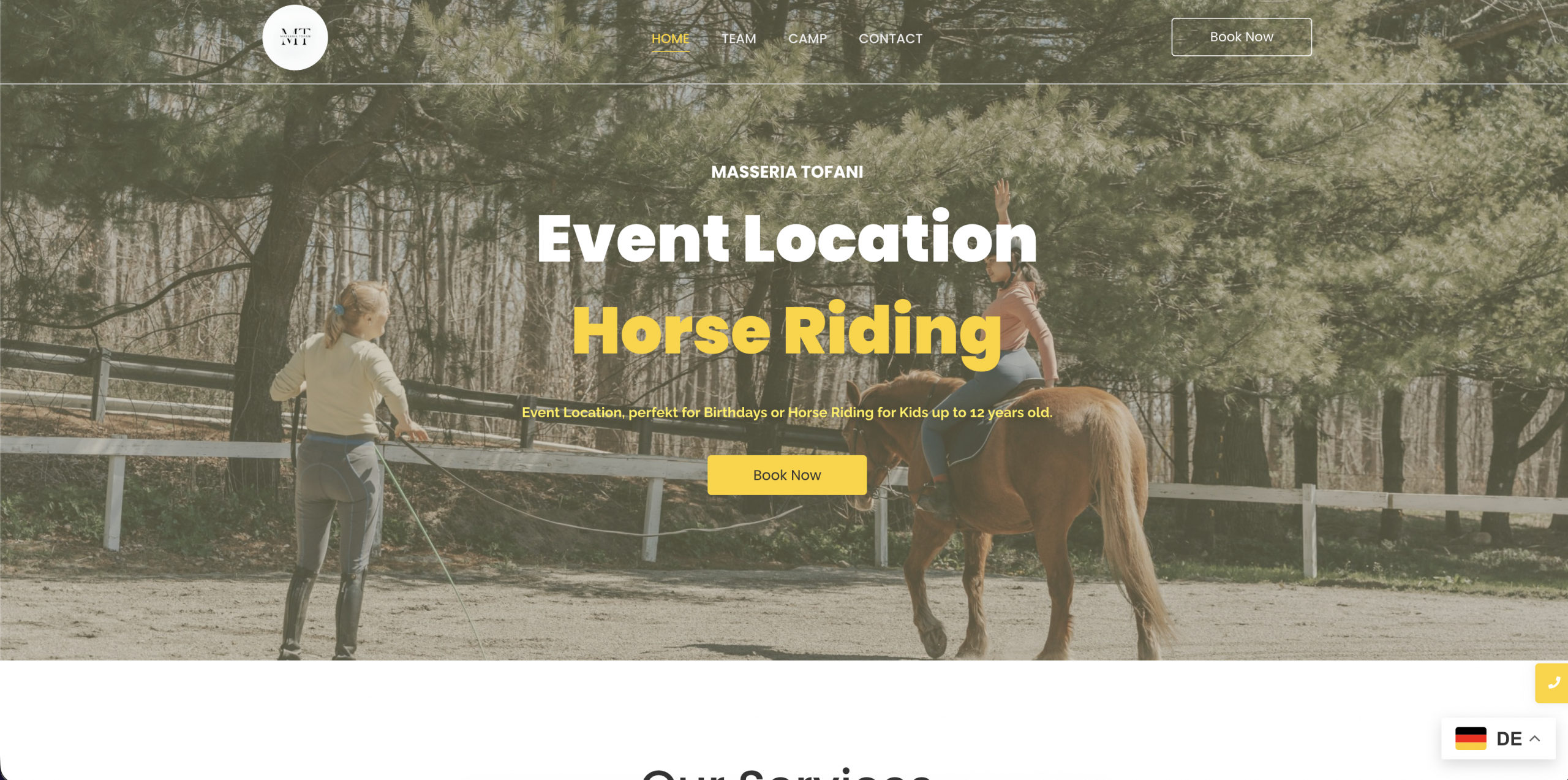 Screenshot der Website Masseria Tofani – Webdesign Projekt von Fymito Solutions