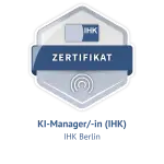 IHK Zertifizierung zum KI-Manager - Badge von 2026 IHK Berlin. Webdesign + KI Kurse Bonn Rhein Sieg Tobias Steffes Fymito Solutions